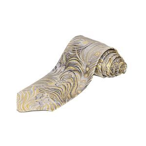 Men's Necktie | Gray/Gold Peacock Pattern